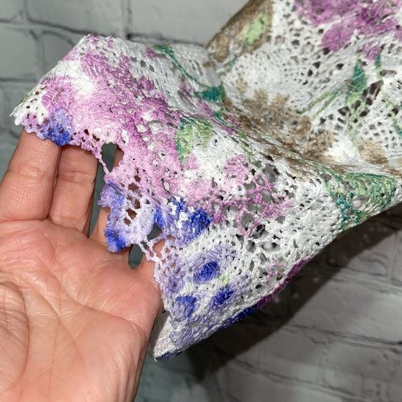 Delicate Floral Open Front Blouse W/ Attached Tank and Jeweled Necklace Ensemble - Picture 5 of 14